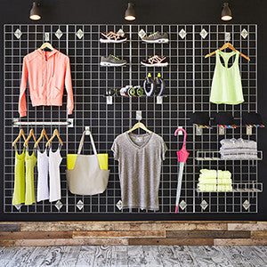 Chrome 6ft Wall-Mounted Grid Mesh Display