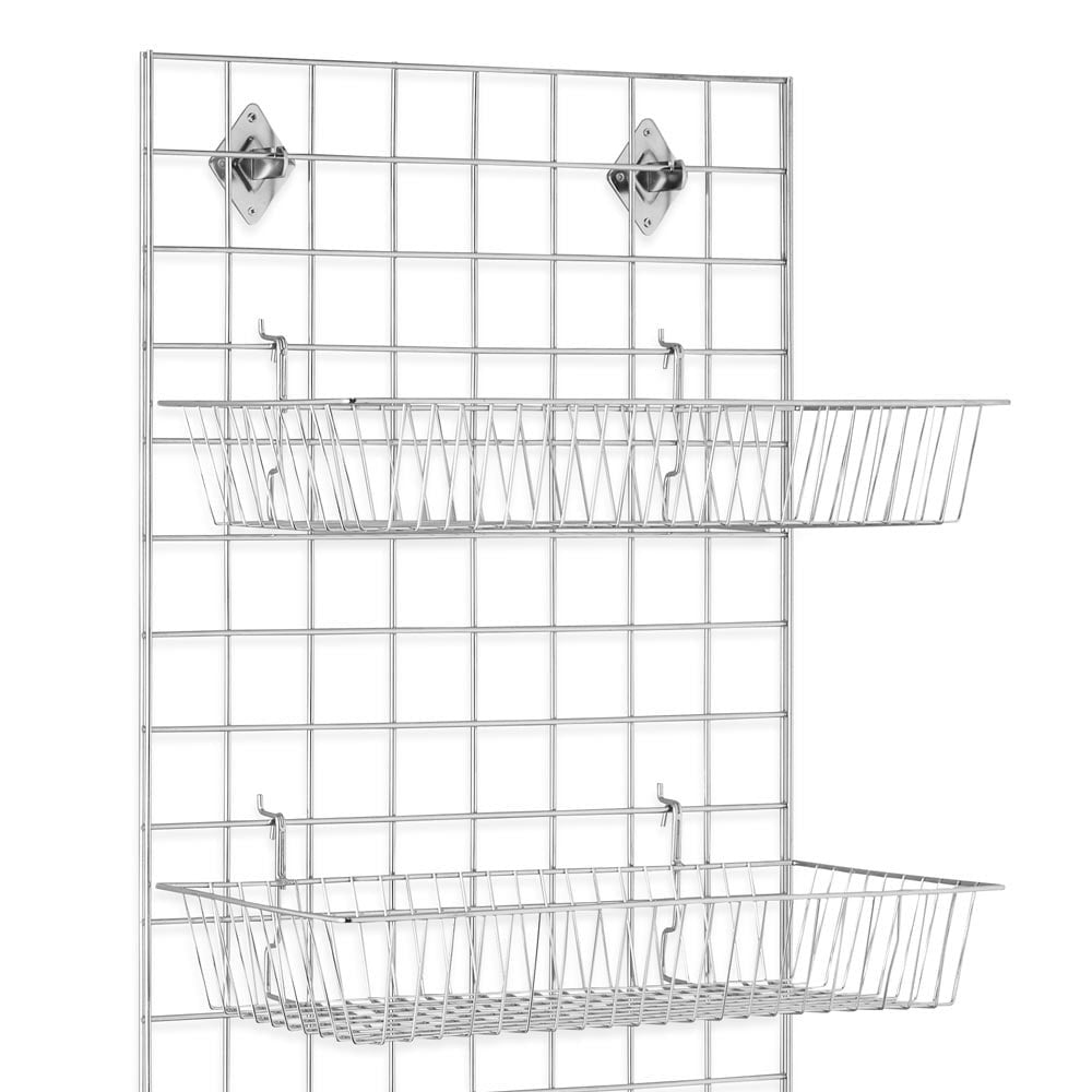 5ft Wall-Mounted Grid Mesh Display Bundle with 4 x Wire Baskets