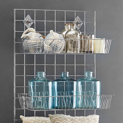 5ft Wall-Mounted Grid Mesh Display Bundle with 4 x Wire Baskets