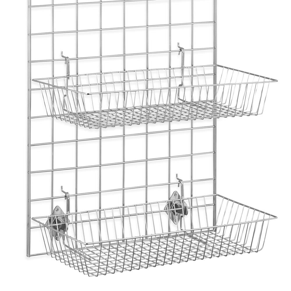 5ft Wall-Mounted Grid Mesh Display Bundle with 4 x Wire Baskets