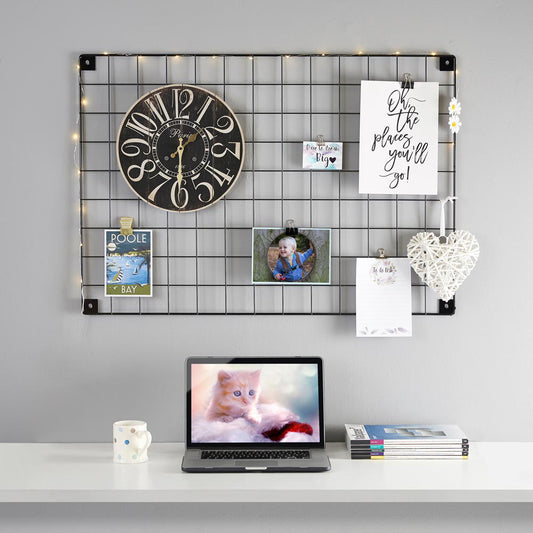 Black Grid Mesh Panel - Built-in Wall Brackets