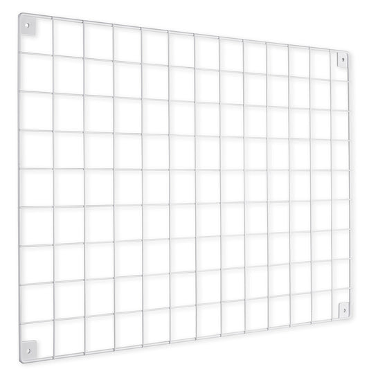 White Grid Mesh Panel - Built-in Wall Brackets