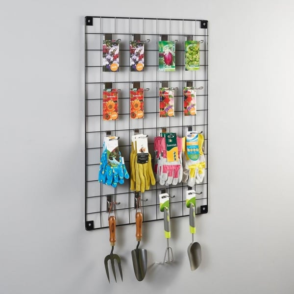5 x Black Grid Mesh Panels - Built-in Wall Brackets