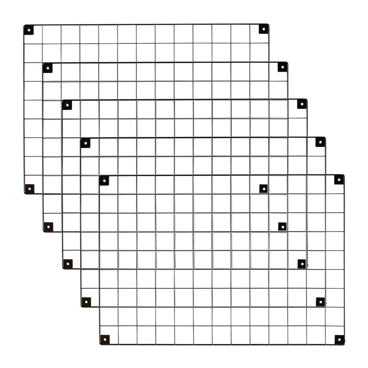 5 x Black Grid Mesh Panels - Built-in Wall Brackets