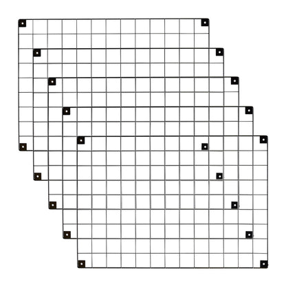 5 x Black Grid Mesh Panels - Built-in Wall Brackets