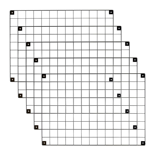 5 x Black Grid Mesh Panels - Built-in Wall Brackets