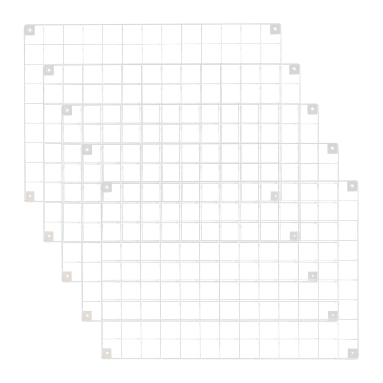 5 x White Grid Mesh Panels - Built-in Wall Brackets
