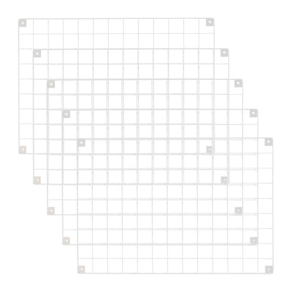 5 x White Grid Mesh Panels - Built-in Wall Brackets