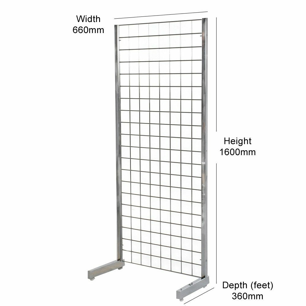 Chrome 5ft Grid Mesh Heavy-Duty Single Sided Stand