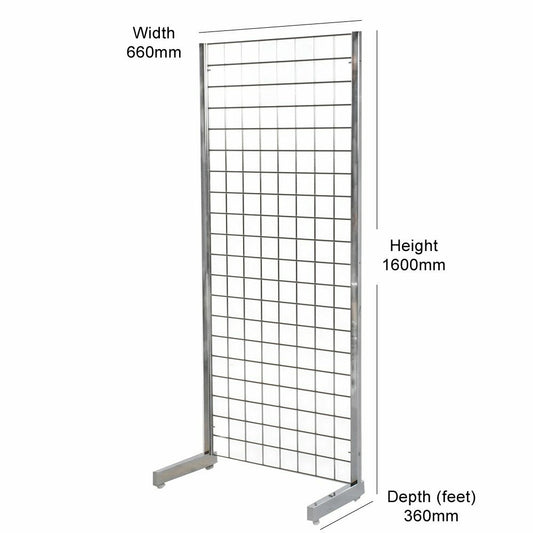 Chrome 5ft Grid Mesh Heavy-Duty Single Sided Stand