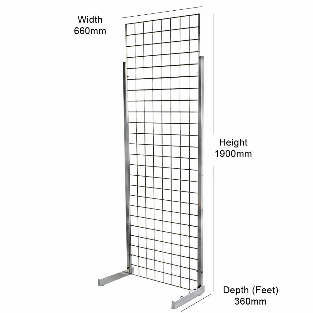 Chrome 6ft Grid Mesh Heavy-Duty Single Sided Stand