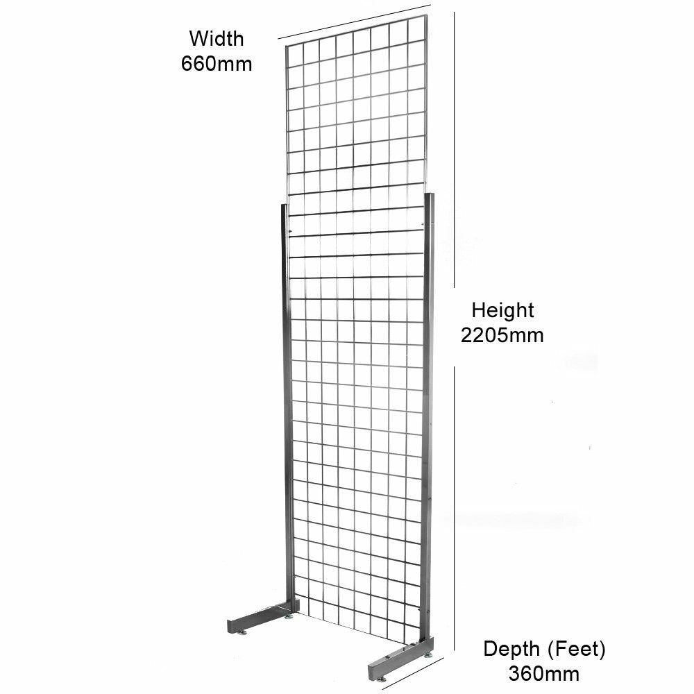 Chrome 7ft Grid Mesh Heavy-Duty Single Sided Stand