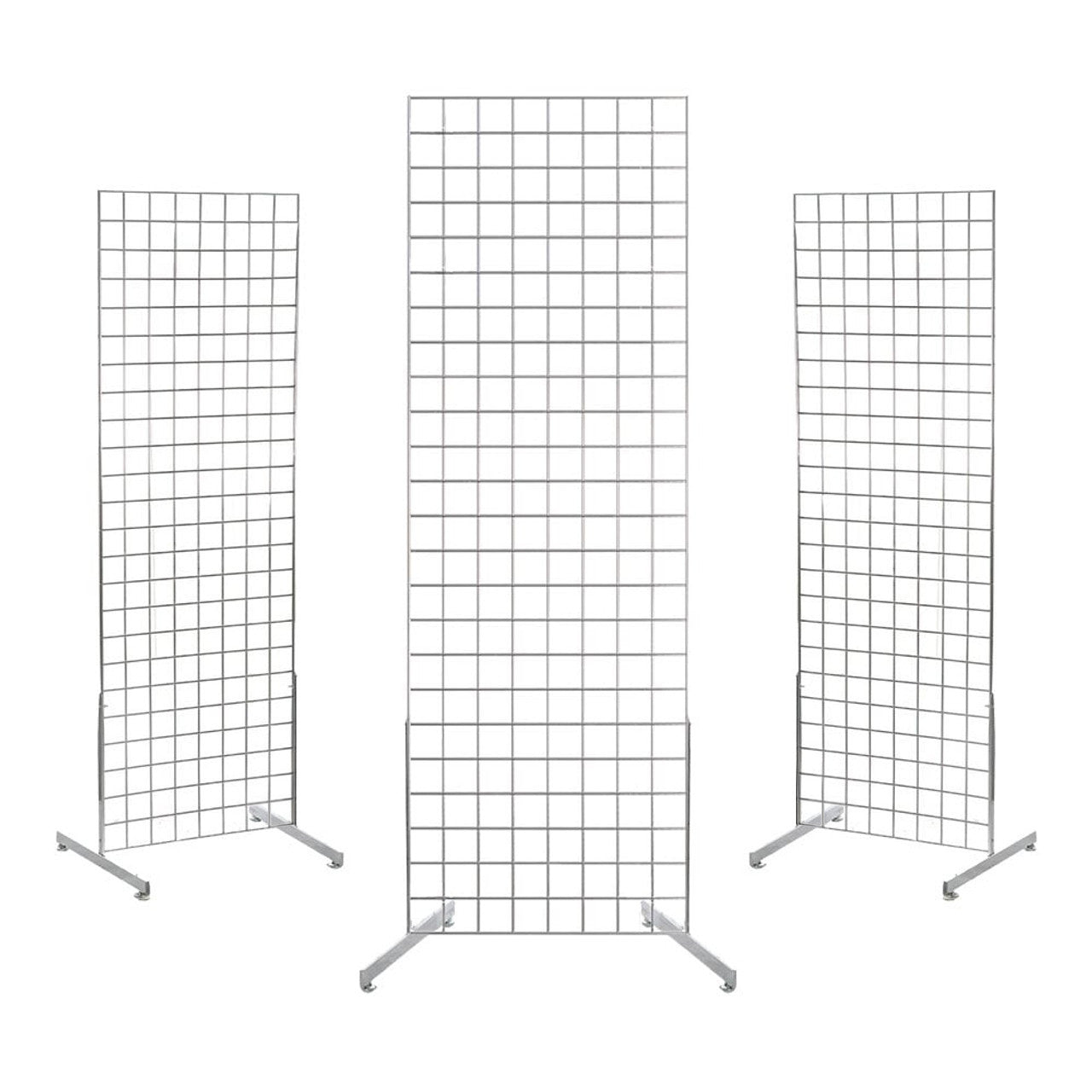 3 x Chrome 6ft Grid Mesh Two Way Stands