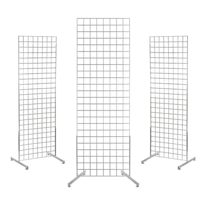 3 x Chrome 6ft Grid Mesh Two Way Stands