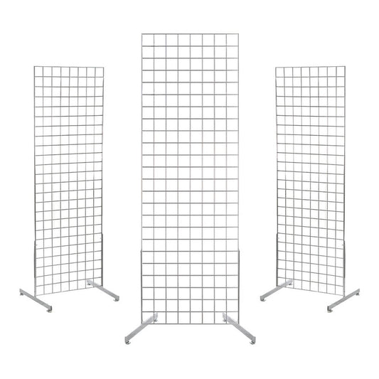 3 x Chrome 6ft Grid Mesh Two Way Stands