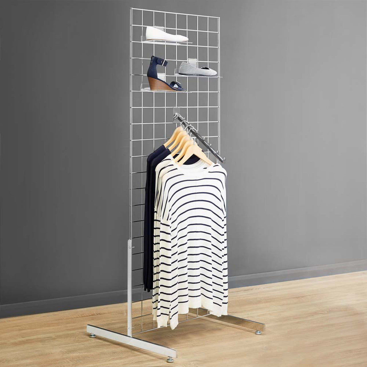 3 x Chrome 6ft Grid Mesh Two Way Stands