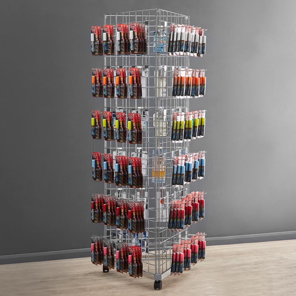 6ft Three-Sided Grid Mesh Display Bundle With 72 x Euro Hooks