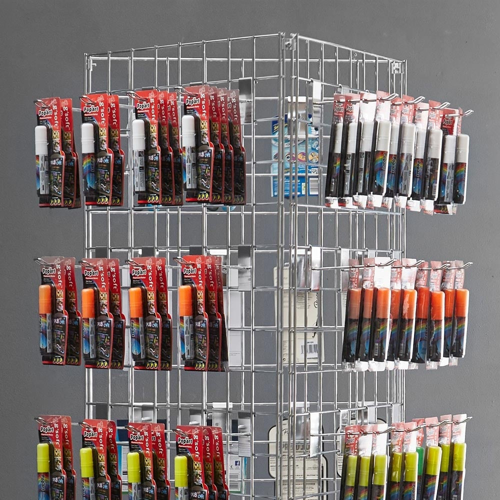 6ft Three-Sided Grid Mesh Display Bundle With 72 x Euro Hooks