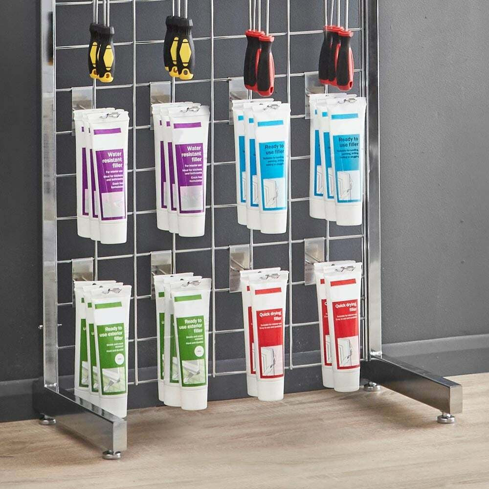 6ft Single-Sided Grid Mesh Display Bundle With 24 x Euro Hooks