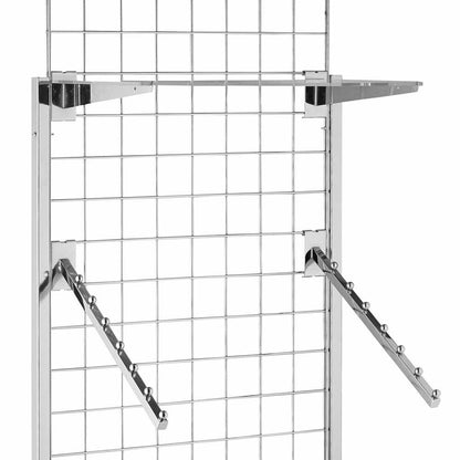 6ft Single-Sided Grid Mesh Display Bundle With 1 x Acrylic Shelf, 2 x Sloping Arms