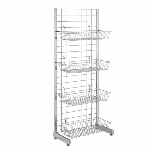 5ft Single-Sided Grid Mesh Display Bundle With 4 x Wire Baskets