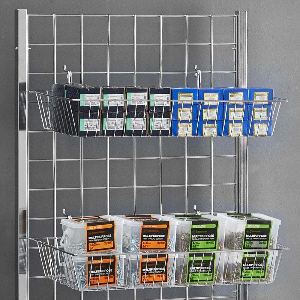 5ft Single-Sided Grid Mesh Display Bundle With 4 x Wire Baskets