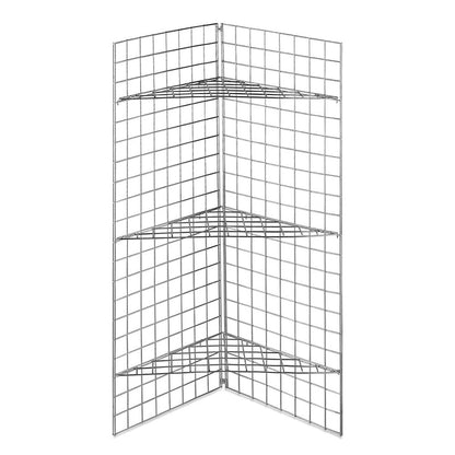 5ft Freestanding Grid Mesh Display Bundle With 2 x Panels, 3 x Wire Shelves