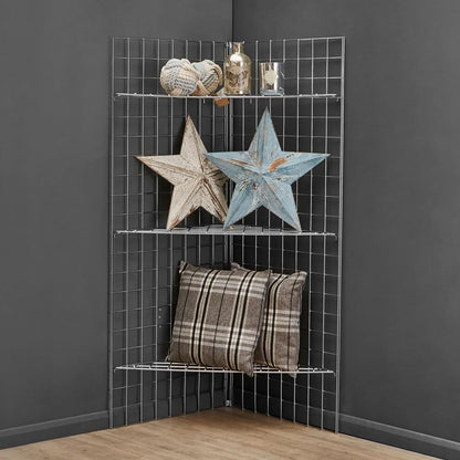 5ft Freestanding Grid Mesh Display Bundle With 2 x Panels, 3 x Wire Shelves