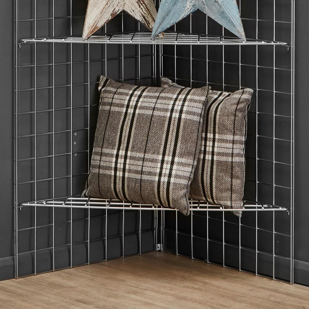 5ft Freestanding Grid Mesh Display Bundle With 2 x Panels, 3 x Wire Shelves