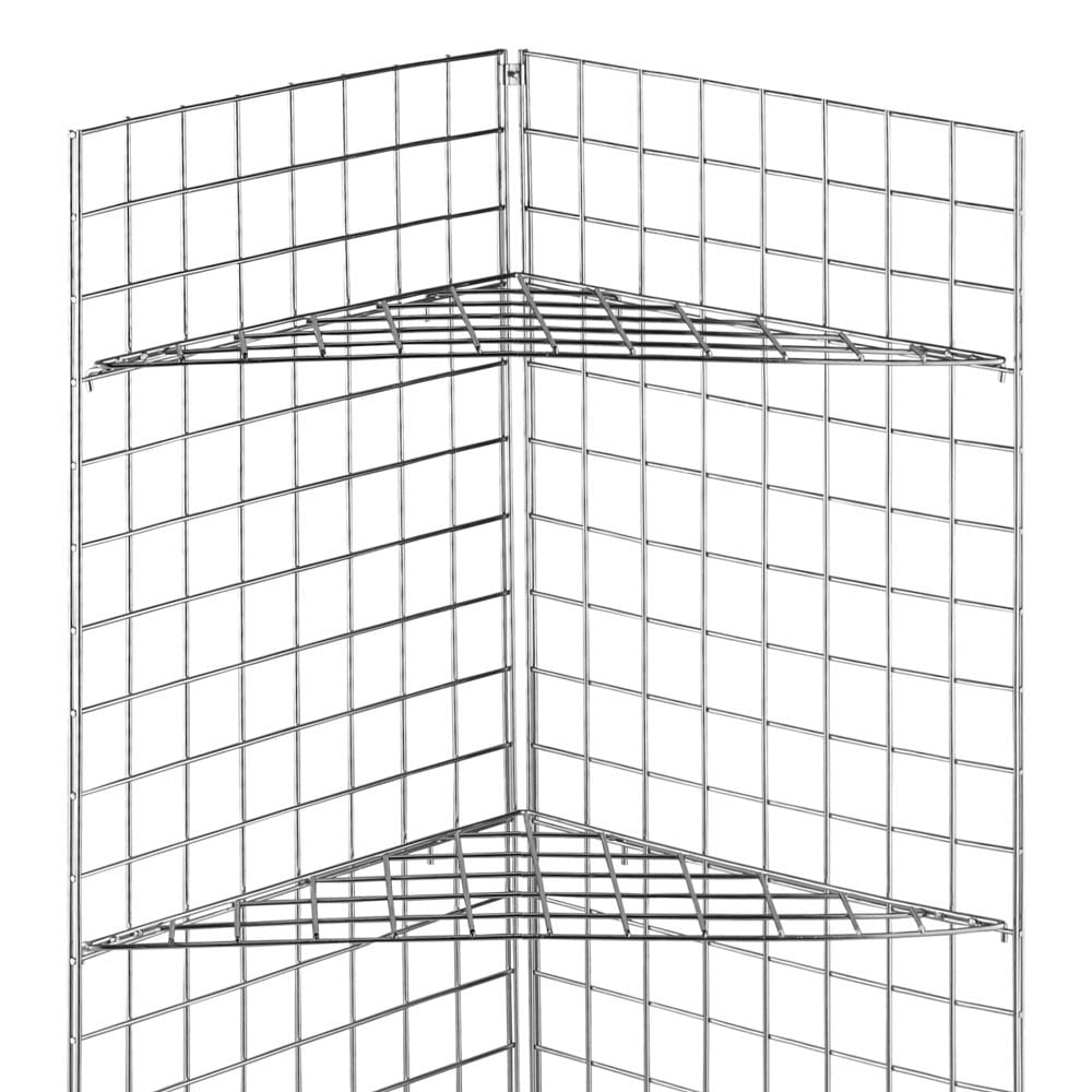 5ft Freestanding Grid Mesh Display Bundle With 2 x Panels, 3 x Wire Shelves