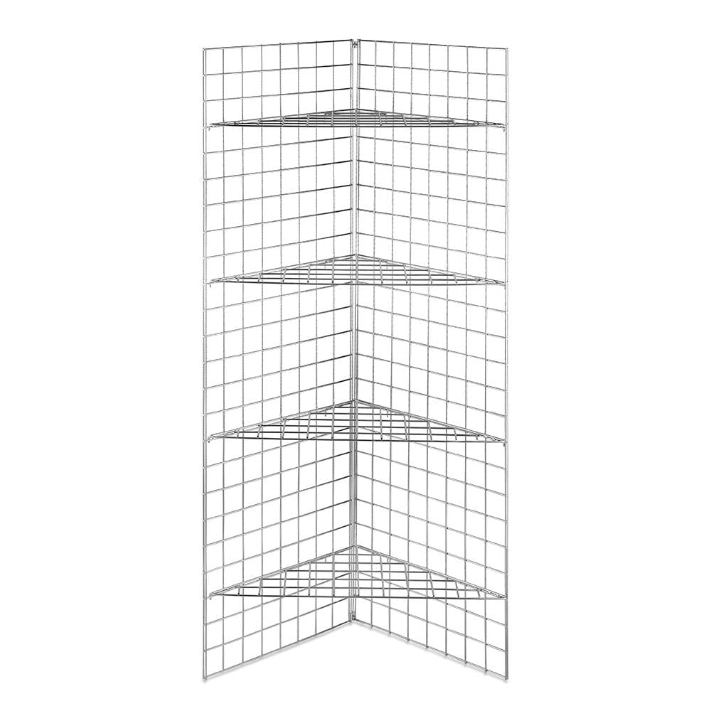 6ft Freestanding Grid Mesh Display Bundle With 2 x Panels, 4 x Wire Shelves
