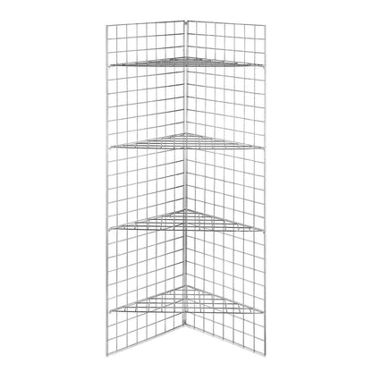 6ft Freestanding Grid Mesh Display Bundle With 2 x Panels, 4 x Wire Shelves