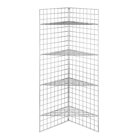 6ft Freestanding Grid Mesh Display Bundle With 2 x Panels, 4 x Wire Shelves