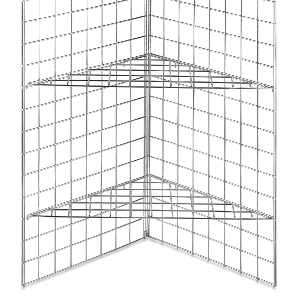 6ft Freestanding Grid Mesh Display Bundle With 2 x Panels, 4 x Wire Shelves