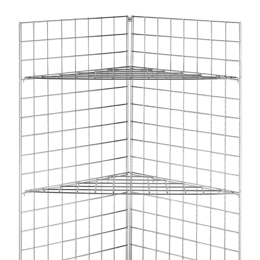 6ft Freestanding Grid Mesh Display Bundle With 2 x Panels, 4 x Wire Shelves