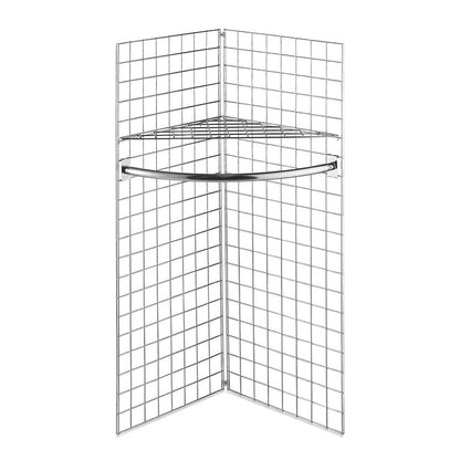 5ft Freestanding Grid Mesh Display Bundle With 2 x Panels, 1 x Wire Shelf, 1 x Hanging Rail