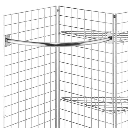 5ft Freestanding Grid Mesh Display Bundle - 3 x Panels, 1 x Hanging Rails, 3 x Wire Shelves