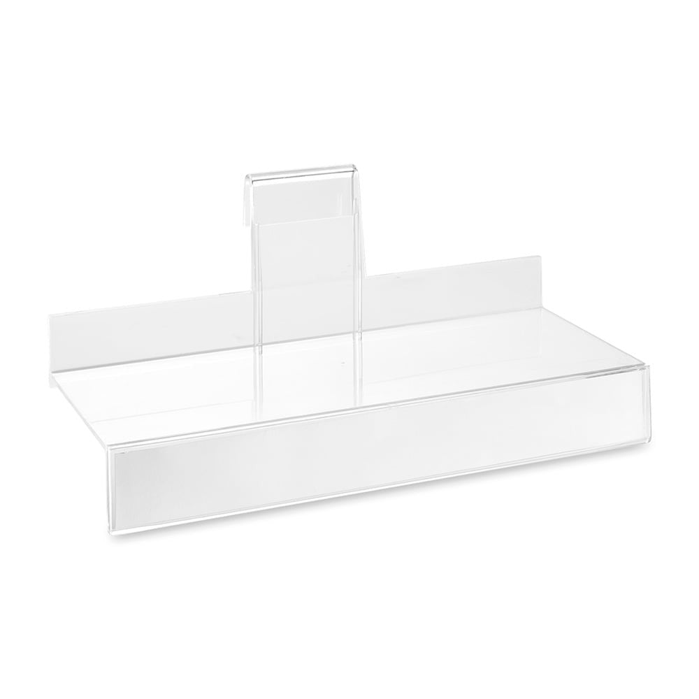 Flat Acrylic Shoe Shelf With Ticket Holder For Grid Mesh Panels