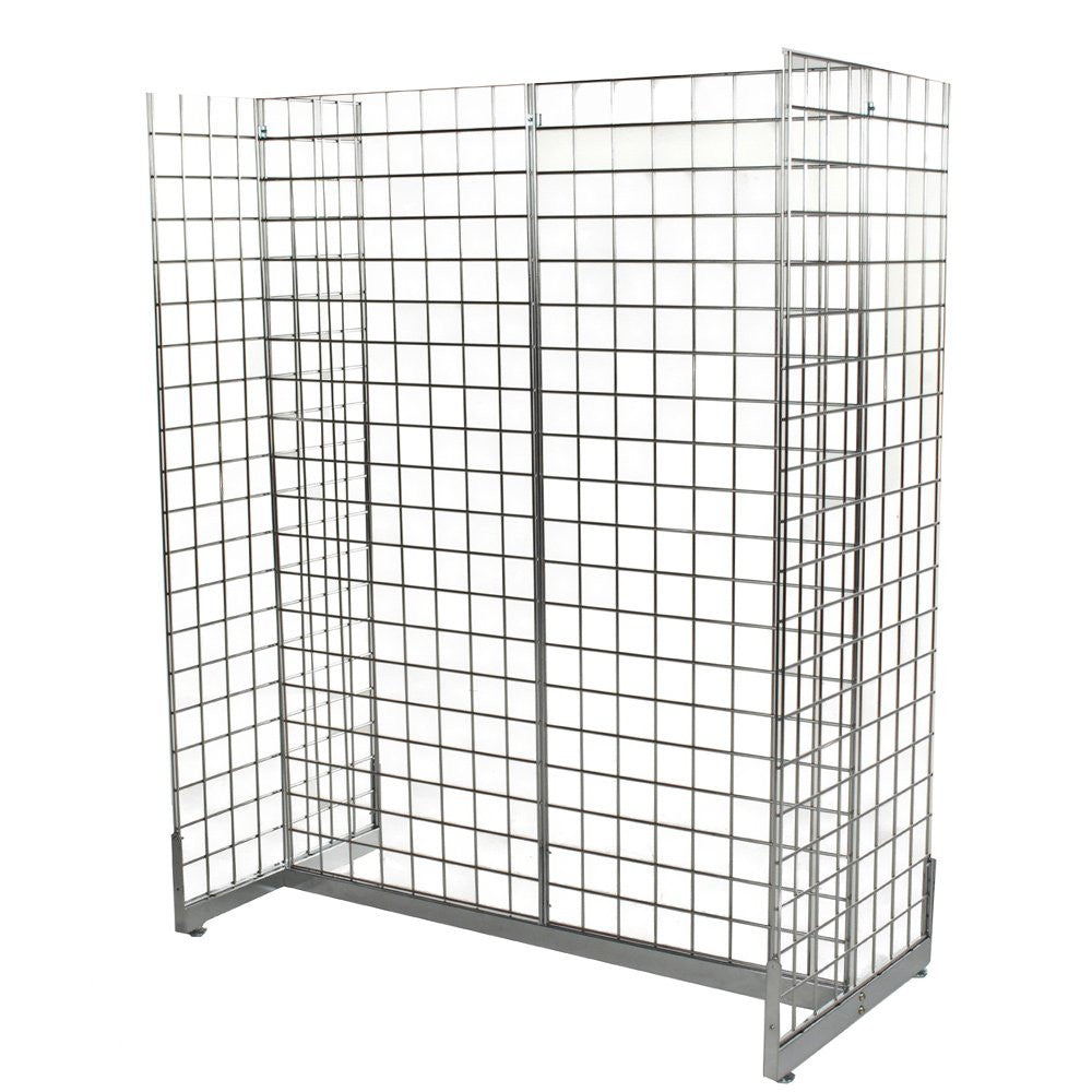 Chrome Grid Mesh 'H' Stand Gondola Stand - W1290 x D624 mm