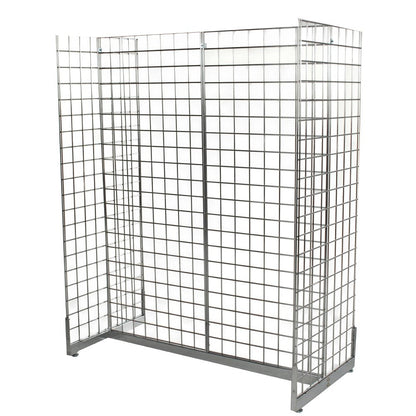 Chrome Grid Mesh 'H' Stand Gondola Stand - W1290 x D624 mm