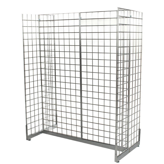 Chrome Grid Mesh 'H' Stand Gondola Stand - W1290 x D624 mm