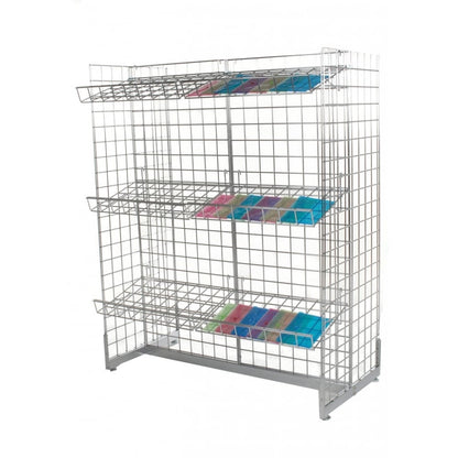 Chrome Grid Mesh 'H' Stand Gondola Stand - W1290 x D624 mm