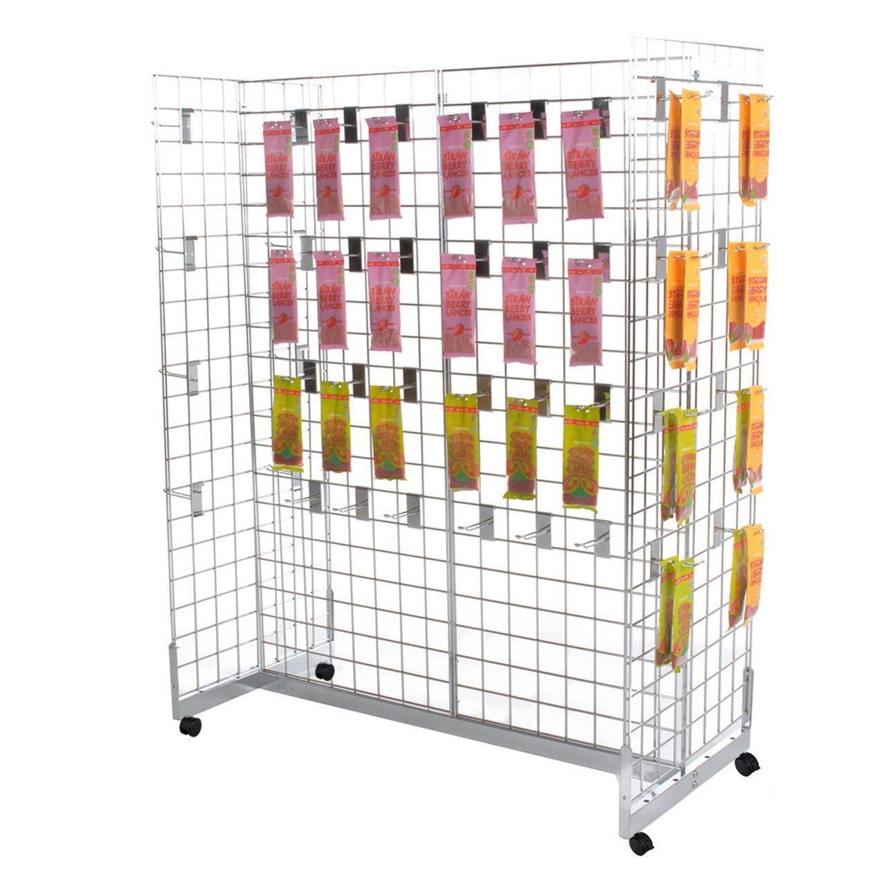 Chrome Grid Mesh 'H' Stand Gondola Stand - W1290 x D624 mm