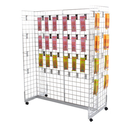 Chrome Grid Mesh 'H' Stand Gondola Stand - W1290 x D624 mm