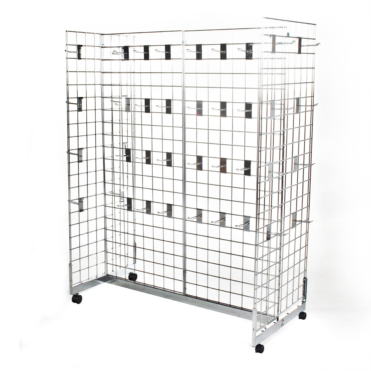 Chrome Grid Mesh 'H' Stand Gondola Stand - W1290 x D624 mm