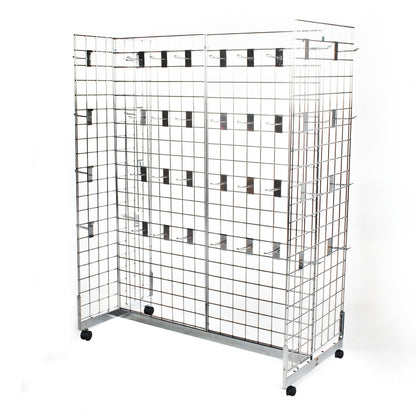 Chrome Grid Mesh 'H' Stand Gondola Stand - W1290 x D624 mm