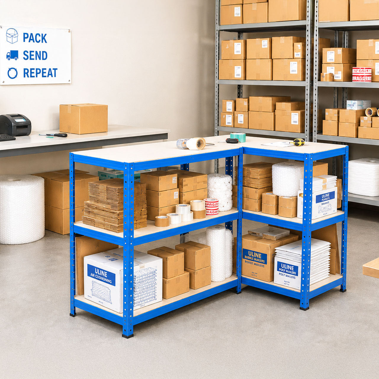 3 x Multipurpose Economy Shelving Units  - Blue - H1780 x W900 x D450 mm