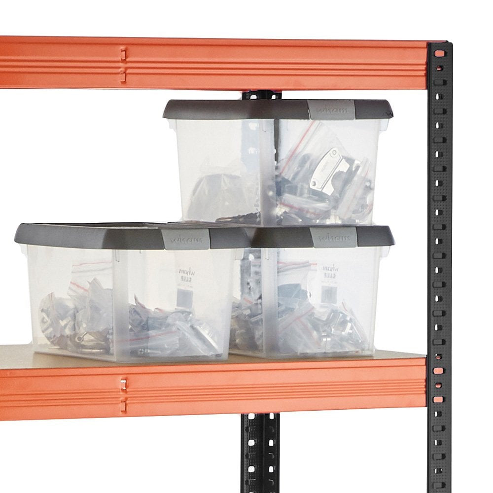 3 x Multipurpose Freestanding Shelving Units - Black/Orange  - Up to 250Kg UDL Per Shelf - H1800 x W900 x D500 mm