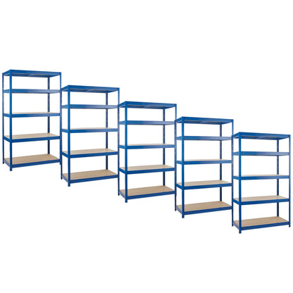 5 x Multipurpose Economy Shelving Units - Blue - H1780 x W900 x D600 mm
