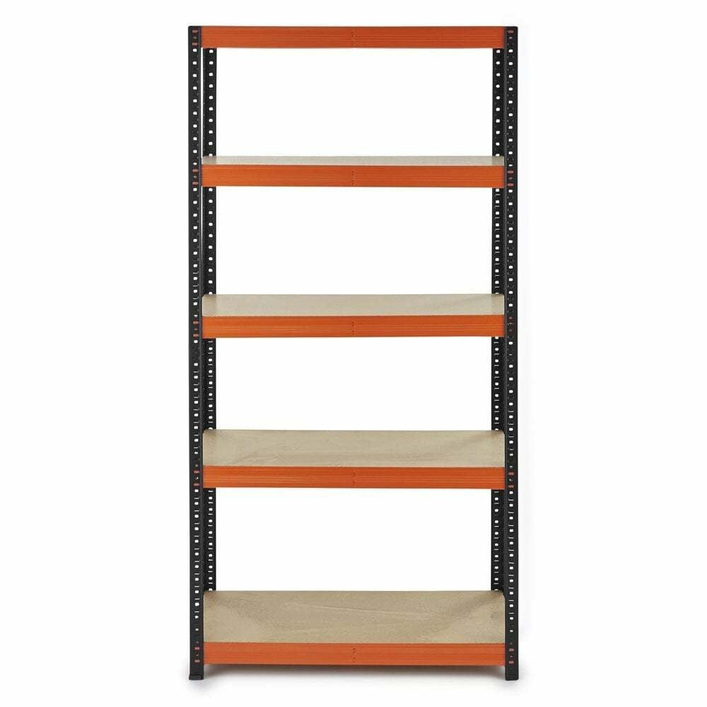 Multipurpose Freestanding Shelving Unit - Black/Orange - Up to 250Kg UDL Per Shelf - H1800 x W900 x D400 mm